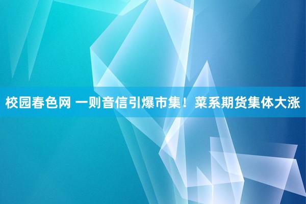 校园春色网 一则音信引爆市集！菜系期货集体大涨