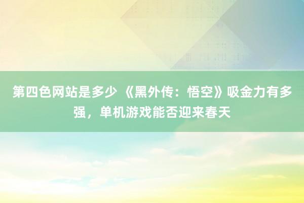 第四色网站是多少 《黑外传：悟空》吸金力有多强，单机游戏能否迎来春天