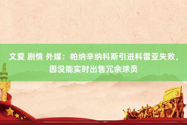 文爱 剧情 外媒：帕纳辛纳科斯引进科雷亚失败，因没能实时出售冗余球员