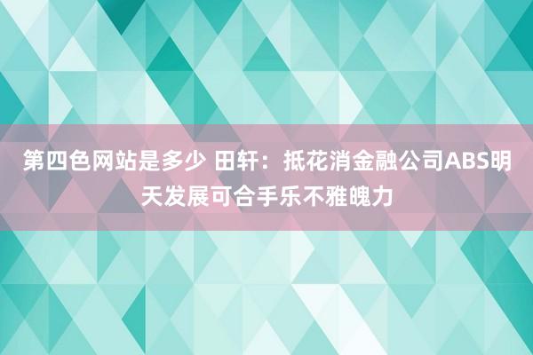 第四色网站是多少 田轩：抵花消金融公司ABS明天发展可合手乐不雅魄力