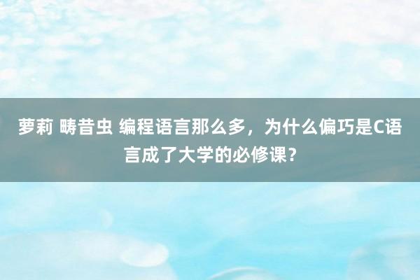 萝莉 畴昔虫 编程语言那么多，为什么偏巧是C语言成了大学的必修课？