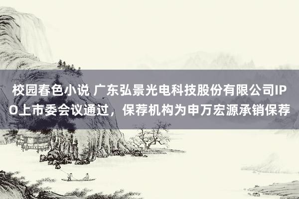 校园春色小说 广东弘景光电科技股份有限公司IPO上市委会议通过，保荐机构为申万宏源承销保荐