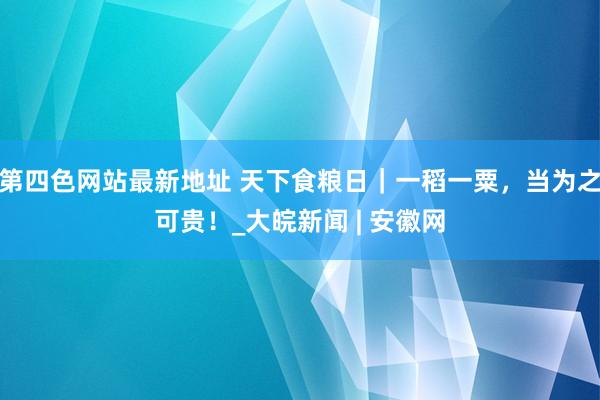 第四色网站最新地址 天下食粮日｜一稻一粟，当为之可贵！_大皖新闻 | 安徽网