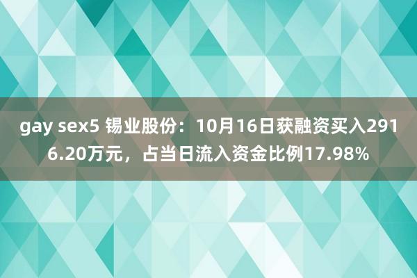 gay sex5 锡业股份：10月16日获融资买入2916.20万元，占当日流入资金比例17.98%