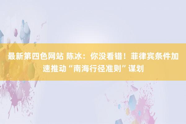 最新第四色网站 陈冰：你没看错！菲律宾条件加速推动“南海行径准则”谋划