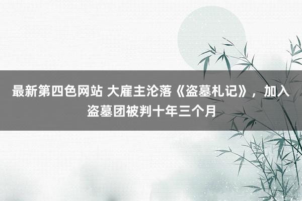 最新第四色网站 大雇主沦落《盗墓札记》，加入盗墓团被判十年三个月