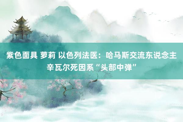 紫色面具 萝莉 以色列法医：哈马斯交流东说念主辛瓦尔死因系“头部中弹”