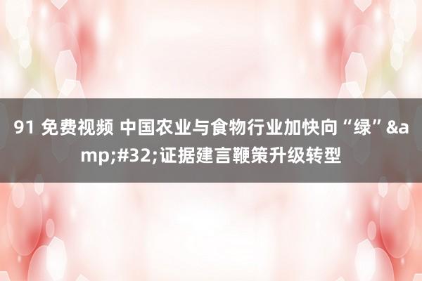 91 免费视频 中国农业与食物行业加快向“绿”&#32;证据建言鞭策升级转型