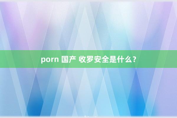 porn 国产 收罗安全是什么？