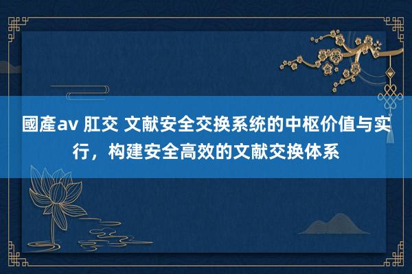 國產av 肛交 文献安全交换系统的中枢价值与实行，构建安全高效的文献交换体系