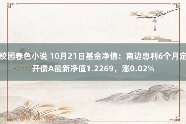 校园春色小说 10月21日基金净值：南边惠利6个月定开债A最新净值1.2269，涨0.02%