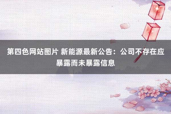 第四色网站图片 新能源最新公告：公司不存在应暴露而未暴露信息