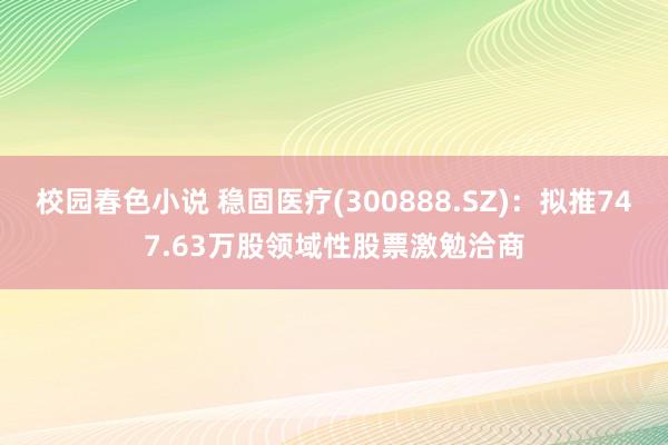 校园春色小说 稳固医疗(300888.SZ)：拟推747.63万股领域性股票激勉洽商