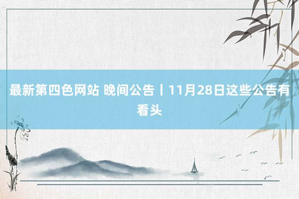 最新第四色网站 晚间公告丨11月28日这些公告有看头