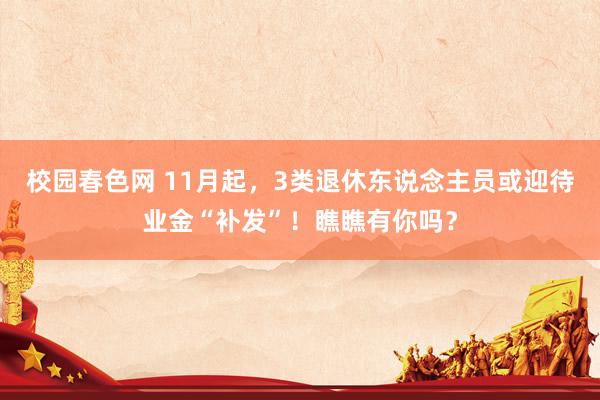 校园春色网 11月起，3类退休东说念主员或迎待业金“补发”！瞧瞧有你吗？