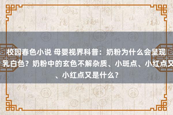 校园春色小说 母婴视界科普：奶粉为什么会呈现乳黄色、乳白色？奶粉中的玄色不解杂质、小斑点、小红点又是什么？