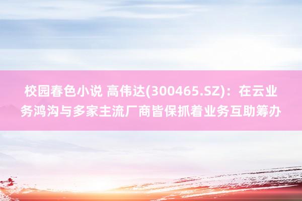 校园春色小说 高伟达(300465.SZ)：在云业务鸿沟与多家主流厂商皆保抓着业务互助筹办