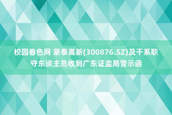 校园春色网 蒙泰高新(300876.SZ)及干系职守东谈主员收到广东证监局警示函