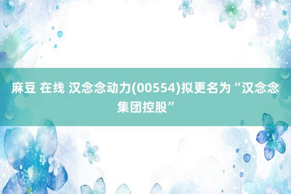 麻豆 在线 汉念念动力(00554)拟更名为“汉念念集团控股”