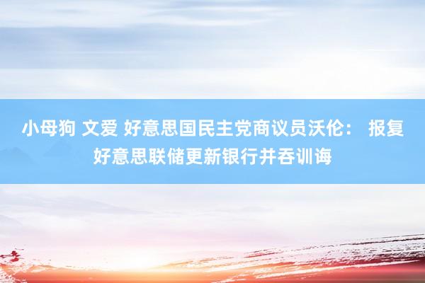 小母狗 文爱 好意思国民主党商议员沃伦： 报复好意思联储更新银行并吞训诲