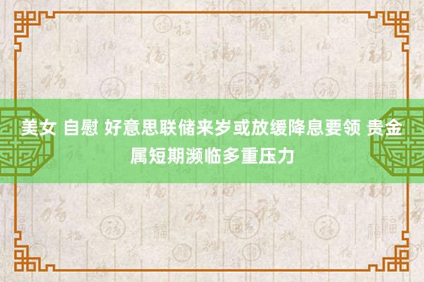 美女 自慰 好意思联储来岁或放缓降息要领 贵金属短期濒临多重压力