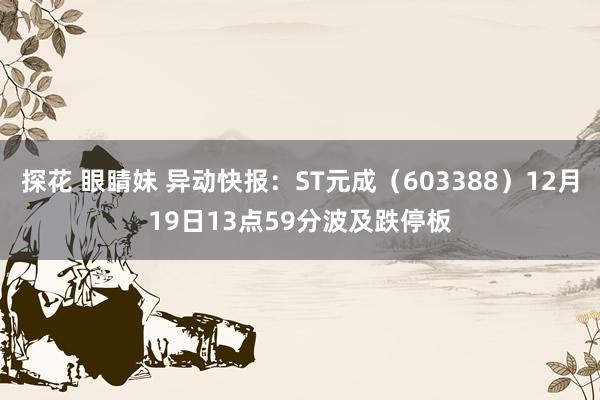 探花 眼睛妹 异动快报：ST元成（603388）12月19日13点59分波及跌停板