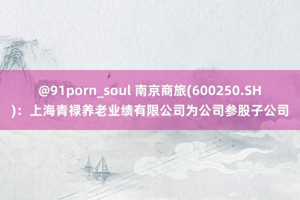 @91porn_soul 南京商旅(600250.SH)：上海青禄养老业绩有限公司为公司参股子公司