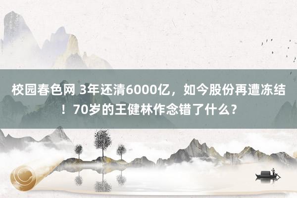 校园春色网 3年还清6000亿，如今股份再遭冻结！70岁的王健林作念错了什么？