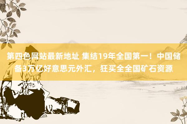 第四色网站最新地址 集结19年全国第一！中国储备3万亿好意思元外汇，狂买全全国矿石资源