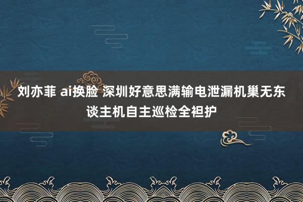 刘亦菲 ai换脸 深圳好意思满输电泄漏机巢无东谈主机自主巡检全袒护