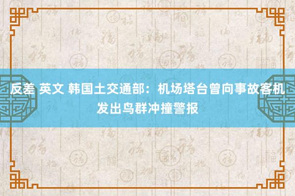 反差 英文 韩国土交通部：机场塔台曾向事故客机发出鸟群冲撞警报