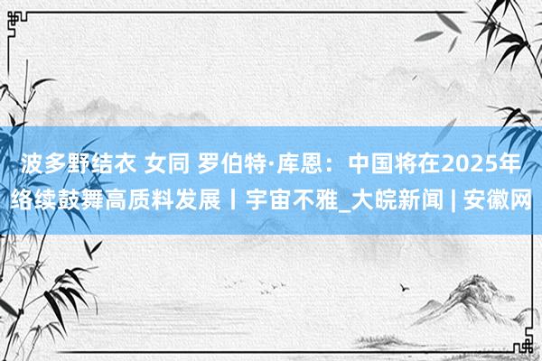 波多野结衣 女同 罗伯特·库恩：中国将在2025年络续鼓舞高质料发展丨宇宙不雅_大皖新闻 | 安徽网