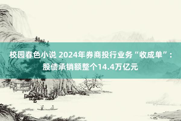 校园春色小说 2024年券商投行业务“收成单”：股债承销额整个14.4万亿元