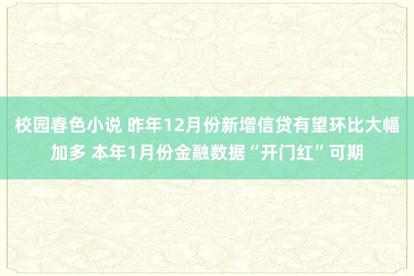 校园春色小说 昨年12月份新增信贷有望环比大幅加多 本年1月份金融数据“开门红”可期