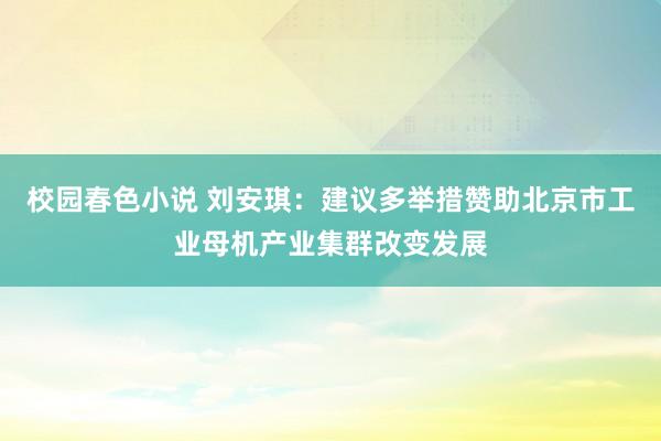 校园春色小说 刘安琪：建议多举措赞助北京市工业母机产业集群改变发展