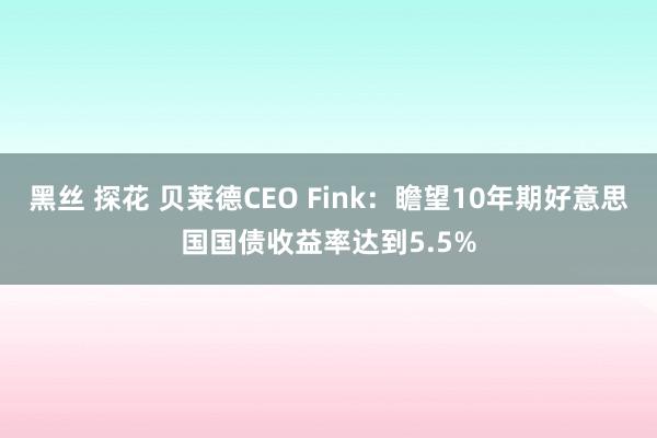 黑丝 探花 贝莱德CEO Fink：瞻望10年期好意思国国债收益率达到5.5%